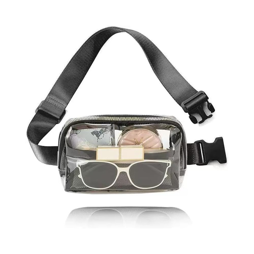 Photo 1 of Clear Belt Bag, Clear Belt Bag Stadium Approved, for Women Men with Adjustable Strap Water-resistant Waist, Small PVC Transparent Waist, Purse for Travel Workout Running Hiking