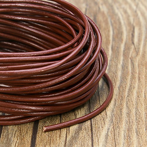 BEADNOVA Genuine Round Leather Cord Brown Leather Strips For Jewelry Making Bracelet Necklace Beading (11 Yards,1.5mm) - Thumbnail 2