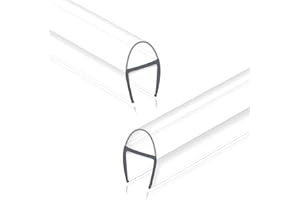 Jgeuyer Frameless Shower Door Seal Strip 2 Pack x 39 Inch U for 3/8" Thick Glass Shower Door Side Seal Strip Bottom Seal Door Sweep, Ultra Clear Polycarbonate, Stop Shower Leaks Create A Water Barrier
