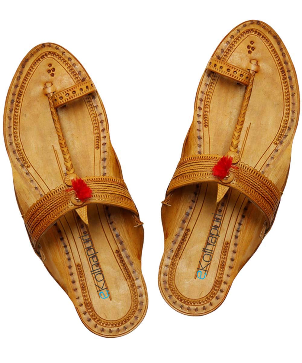 Amazon.com: KALAPURI handmade authentic genuine leather Light yellow typical kolhapuri chappal 