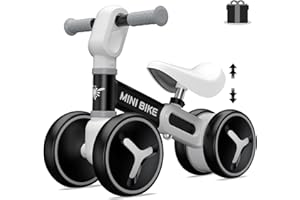 YGJT Baby Balance Bike for 1 Year Old Boys Girls, 12-36 Months Riding Toys Toddler Bike with Adjustable Seat, No Pedal Infant 4 Wheels Bicycle, Baby's First Bike First Birthday Gift Christmas
