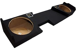 American Sound Connection Compatible with Chevy Silverado Double Cab Truck 2014-2018 Dual 12" Sub Box Subwoofer Enclosure