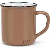 Abbott Collection Enamel Look Mug - Taupe | Vintage Enamel-Look Glaze, Stoneware, Dishwasher &amp; Microwave Safe, 14oz, 4"H