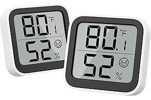 NOKLEAD Thermometer Humidity Meter Inside Mini Hygrometer Monitor Room Temperature Measuring Device with Face Icon Comfort Indicator ℃/℉ Switch for Baby Room Greenhouse Office Living Room（2）