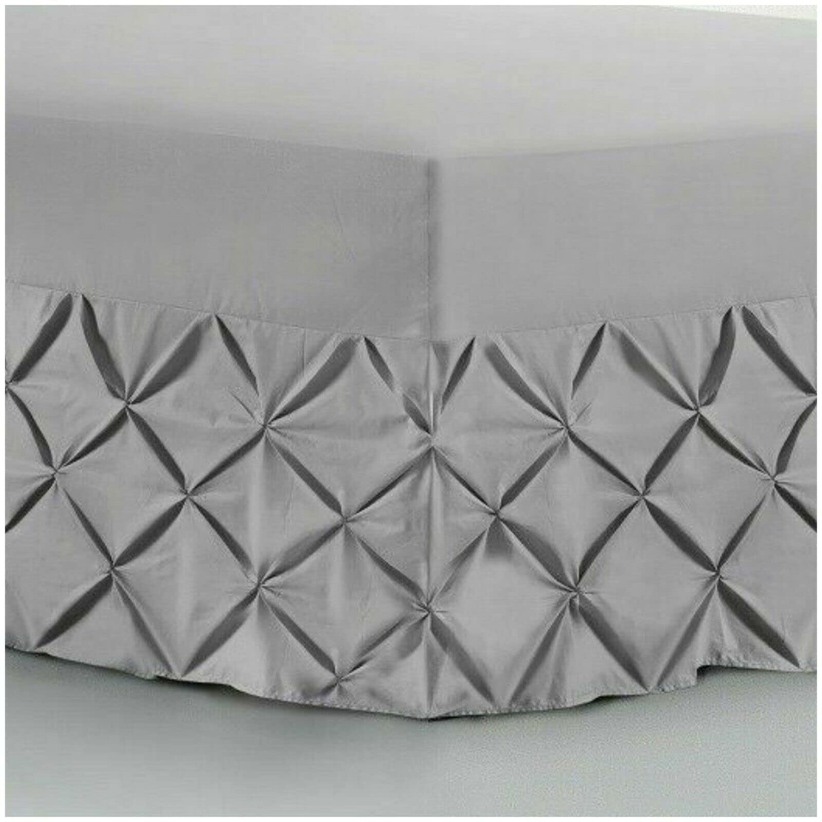 Double Bed Valance Sheet 100% Egyptian Cotton 200 Thread Count Extra Deep Skirt Pocket Mattress White | Silver | Charcoal | Pink Fitted Bed Sheets (Double, Silver)