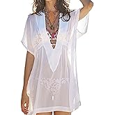 Wander Agio Beach Bikini Covers Sexy Perspective V-Neck Dresses Cover Up