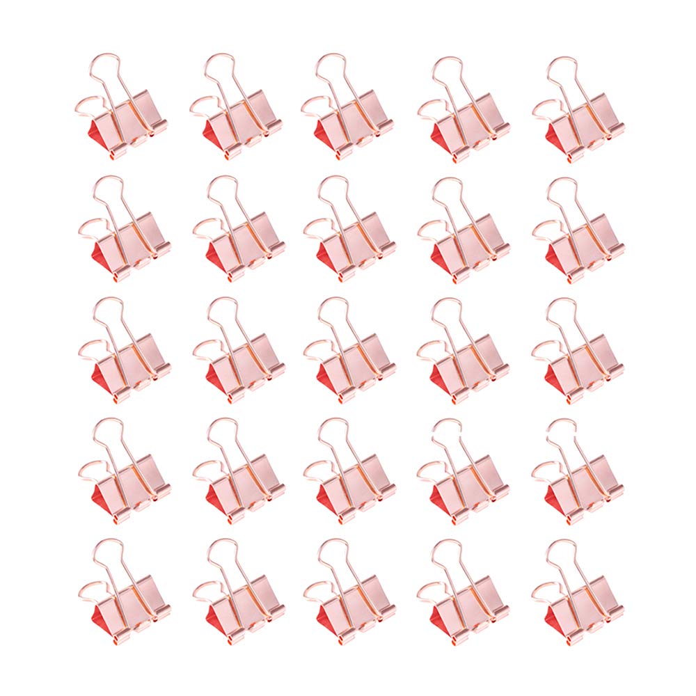 Metal Binder Clips for Wall Photo Grid Panel, Files and Paper Foldback Clips, Home Office and Kitchen Accessories & Document Organiser (Rosegold, 25mm 24pcs)