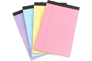 ZZTX Legal Pads Note Pads 5 x 8 Inch Lined Writing Pads, 50 Sheets Per Writing Pad, 4 Pack (Multicolor)