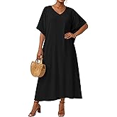 JILUVIN Kaftan Dresses for Women Plus Size V Neck Caftan Long Batwing Sleeve Swimsuit Cover Up Beach Swimwear