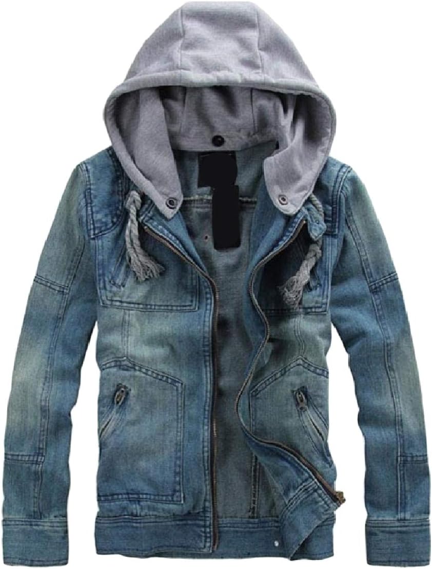 KaWaYi Chamarra Vaquera con Capucha y Bolsillos para Hombre, Talla