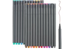 Taotree 24 Fineliner Color Pens, Fine Line Colored Sketch Writing Drawing Pens for Journaling Planner Note Taking Adult Coloring Books, Porous Fine Point Markers, School Office Teacher Art Supplies