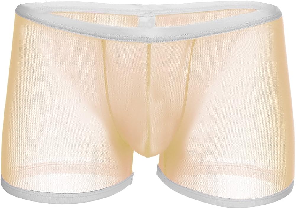 FYMNSI Ultra Thin Ice Silk Men's Sheer Mesh Boxers Sissy Bulge Pouch
