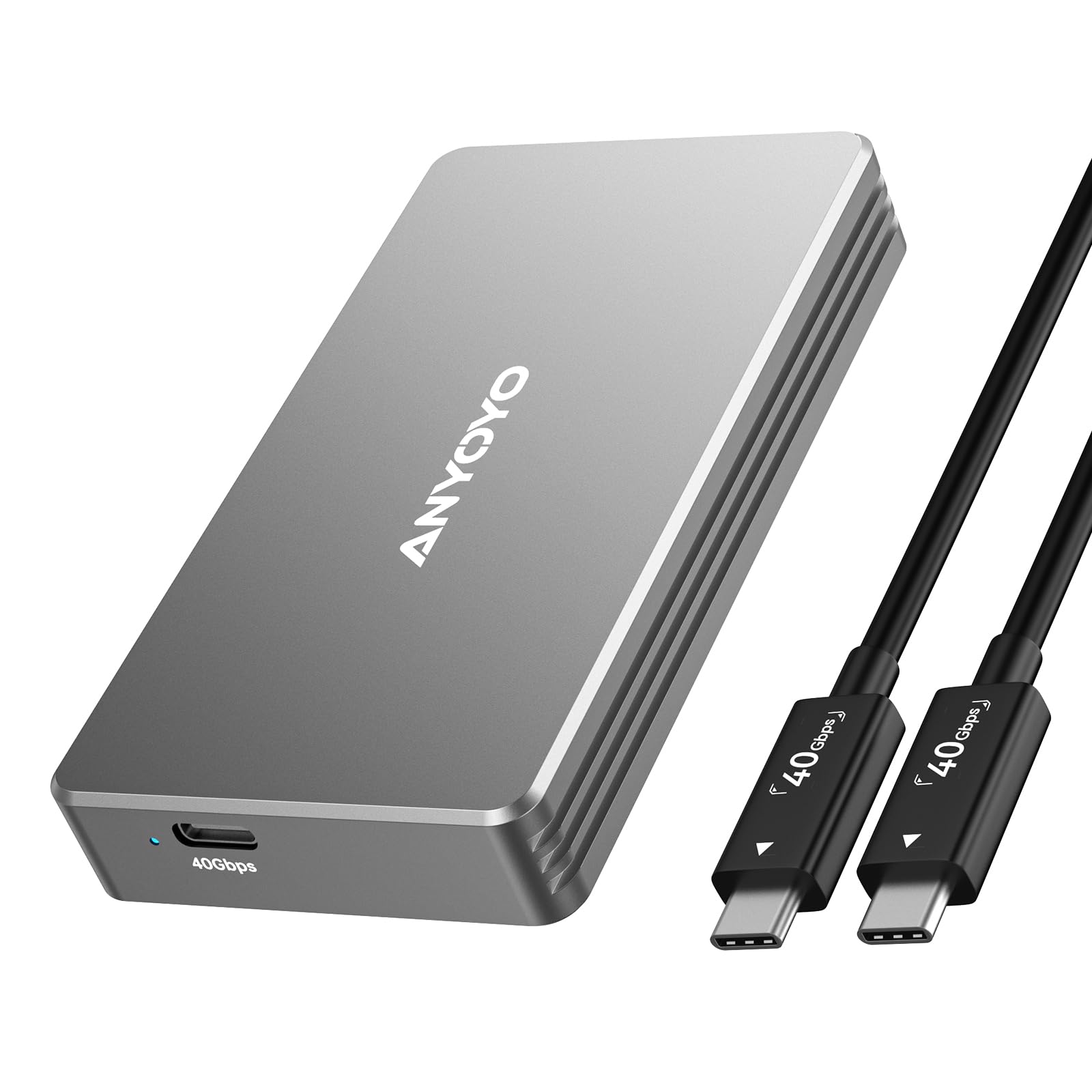40Gbps M.2 NVMe Enclosure, Tool-Free Aluminum External M.2 SSD Enclosure Compatible for Thunderbolt 3/4/5, USB4, UASP & TRIM, NVMe SSD Enclosure Support Size 2280 M&B+M-Key PCIe SSDs, Up to 2800MB/s