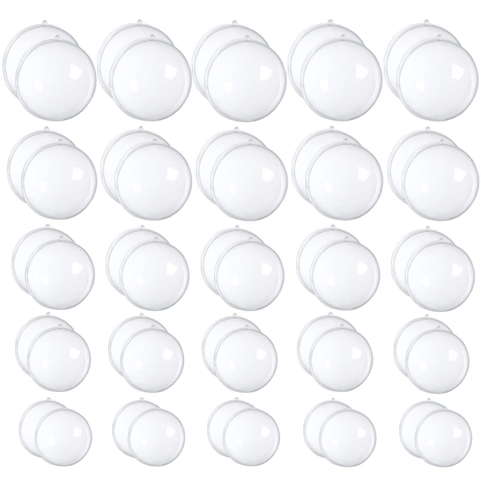 Photo 1 of 50 Set 100PCS Clear Plastic Fillable Ornaments,Transparent DIY Christmas Fillable Ball,Plastic DIY Fillable Decoration Balls 5 Different Sizes for Christmas Tree,Wedding,Party,Home Decor