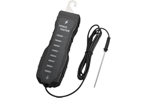 ALLmeter Electric Fence Voltage Tester, 2000V-12000V with 8 Neon Lights, No Battery Needed, Fault Finder for Livestock/Pastur