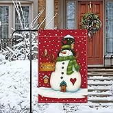ActFirst Christmas Snowman Garden Flag 12x18 Inch Winter Holiday Yard Outdoor Decorations with Birds, Welcome Sign & Snowflakes, outdoor flags