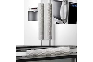 OUGAR8 Refrigerator Door Handle Covers Handmade Decor Protector for Ovens, Dishwashers.Keep Your Kitchen Appliance Clean from Smudges, Food Stains (4pcs, Rhombus Light Gray)