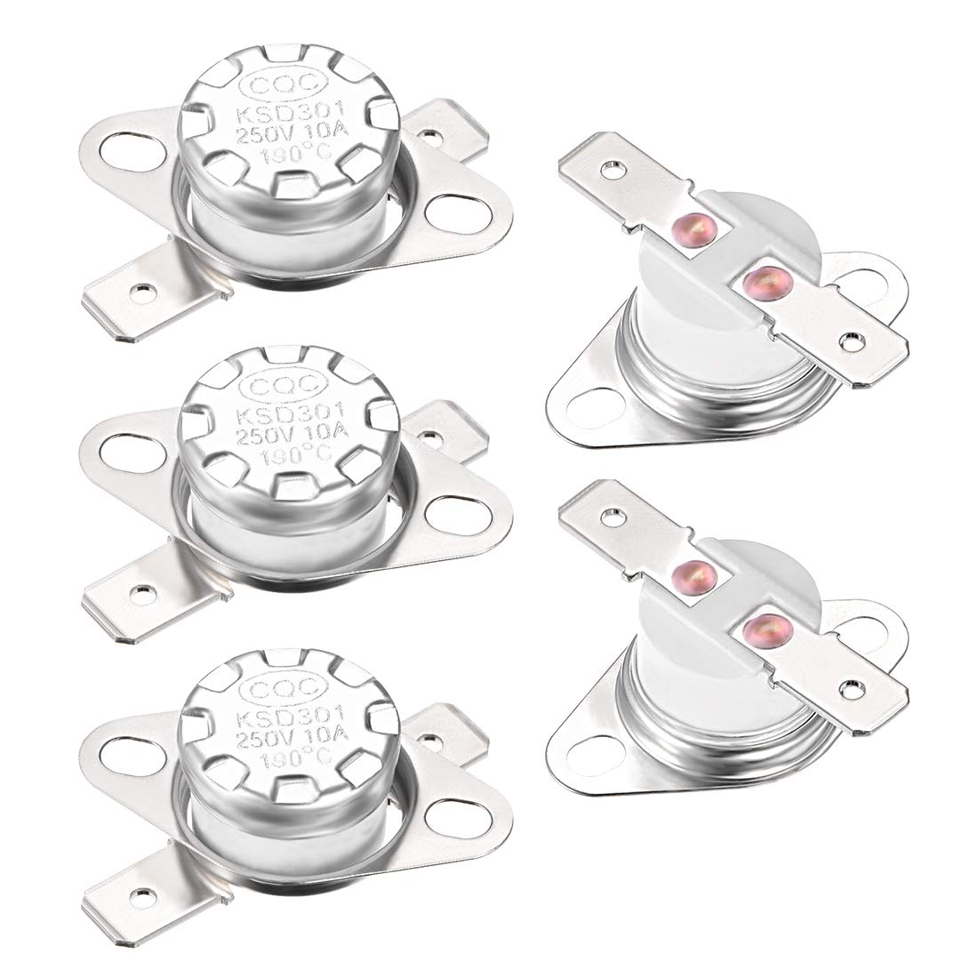 sourcing map KSD301 Thermostat 190°C/374°F 10A Normal Closed N.C Adjust Snap Disc Temperature Switch for Microwave,Oven,Coffee Maker 5pcs