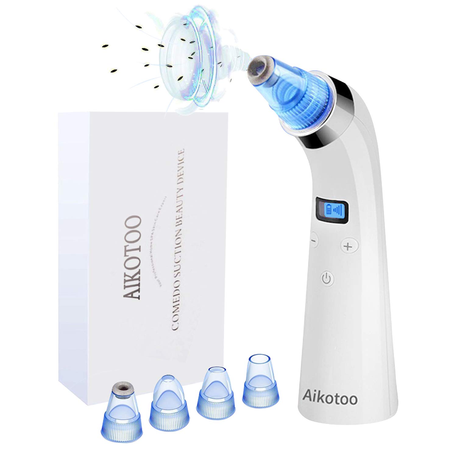 Blackhead Remover Blackhead Vacuum Cleanser, AIKOTOO Pore Vacuum Suction Remover—Blackhead Extractor Tool Set with 4 Replaceable Suction Heads, Facial Blackhead Vacuum …
