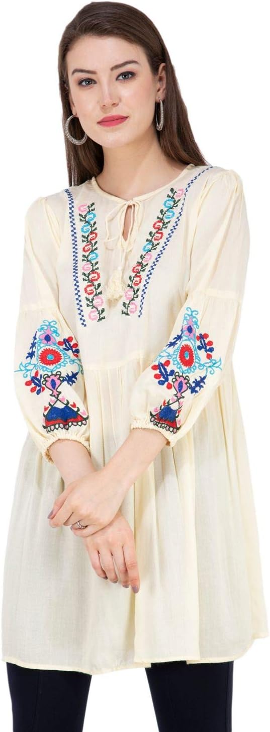 SAAKAA Women's Rayon Off-White Top