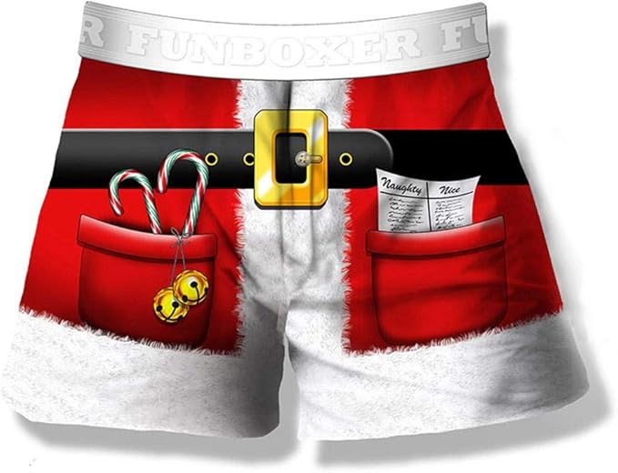 Cuecas boxer masculinas Fun Boxers, Santa Claus Suit Xmas Funny, Large