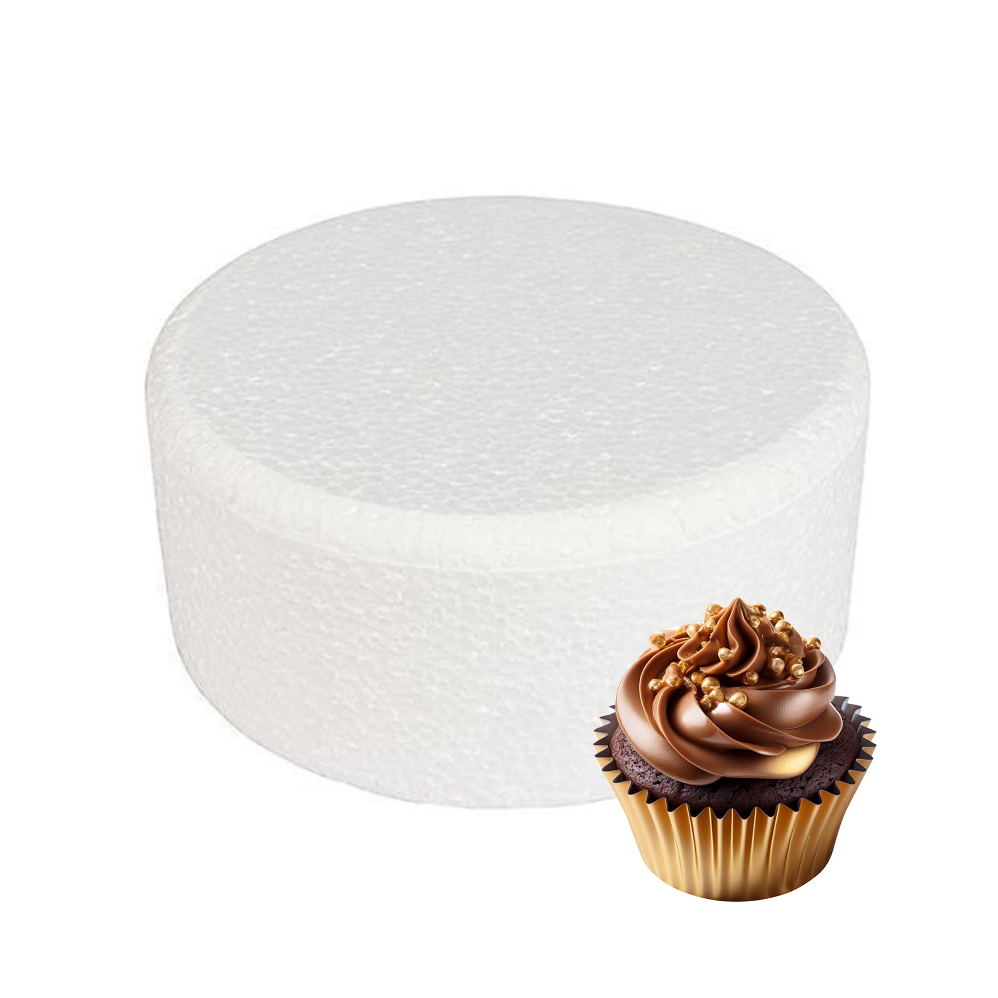 Culpitt 7" x 3" Round Cake Dummy, Bevelled Edge Cake Form, Practice Cake Decorating or Use for Creating Long-Lasting Displays, Smooth Polystyrene