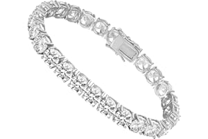 LGYIC Tennis Bracelet for Women|5MM Simulate Diamond Bracelets|4-Prong-Setting CZ|18k White/Yellow Gold Plated|Size 6.5-8.5 Inches