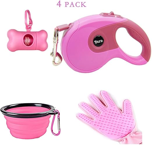 pink retractable dog lead