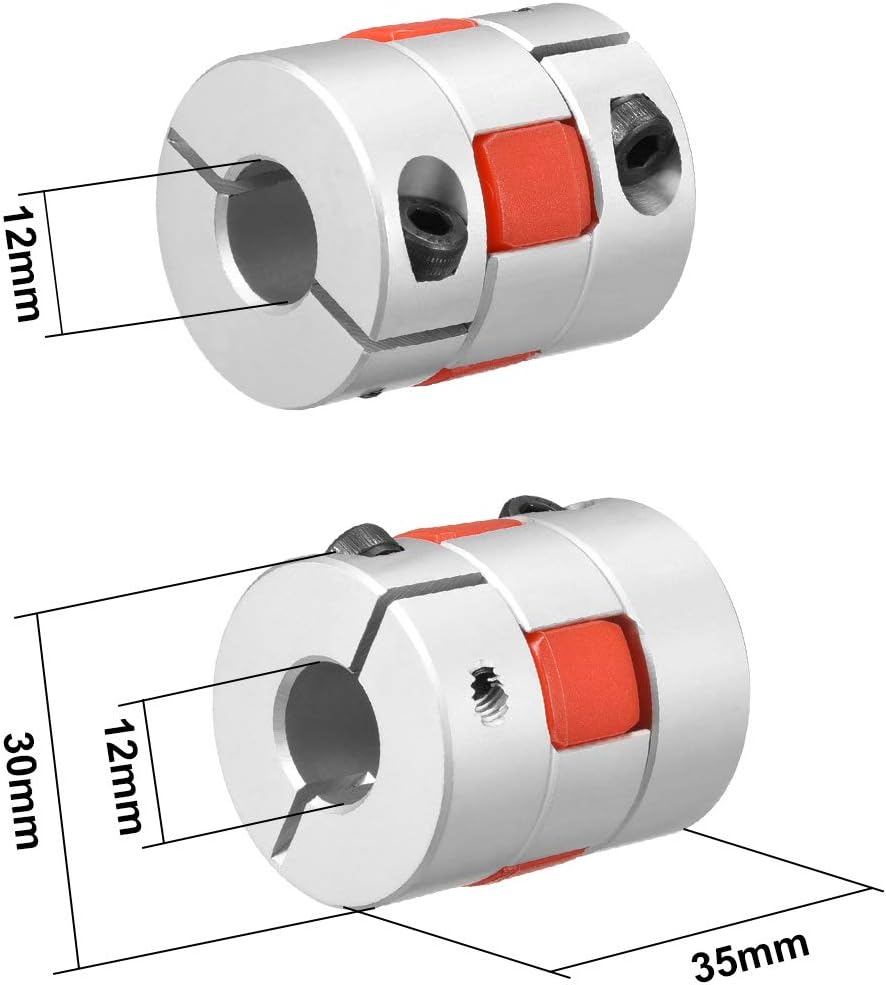 sourcing map 2pcs Shaft Coupling 12mm to 12mm Bore L35xD30 Flexible Coupler Joint for Servo Stepped Motor - Image 3