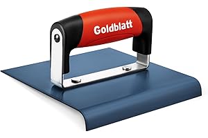 Goldblatt Concrete Edger Tool, 6" x 6" Blue Steel Edger (3/8"R, 1/2"D), Durable High Carbon Steel Concrete Finishing Tools - Masonry Hand Tool with Soft Grip, Sturdy Steel Mounting