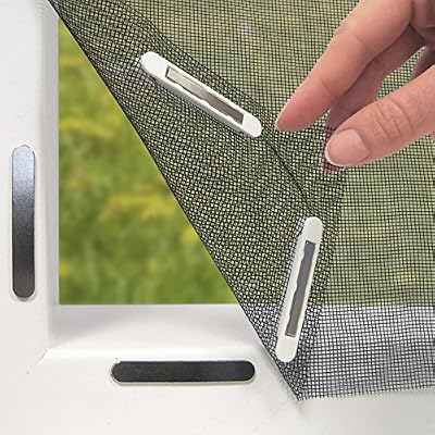 Zanzariera per finestre con Magic Click | Tagliata individualmente su misura per tutte le finestre fino a 150 x 130 cm | Facile installazione con 12 magneti - senza forare o avvitare [Nero]