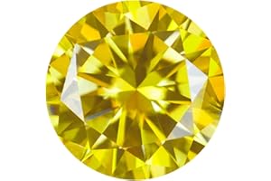 Letmexc Loose Vivi Yellow 8 Hearts & Arrows Moissanite Gemstone Replacement Diamond VVS1 Excellent Round Brilliant Cut with GRA Report for Custom Jewelry