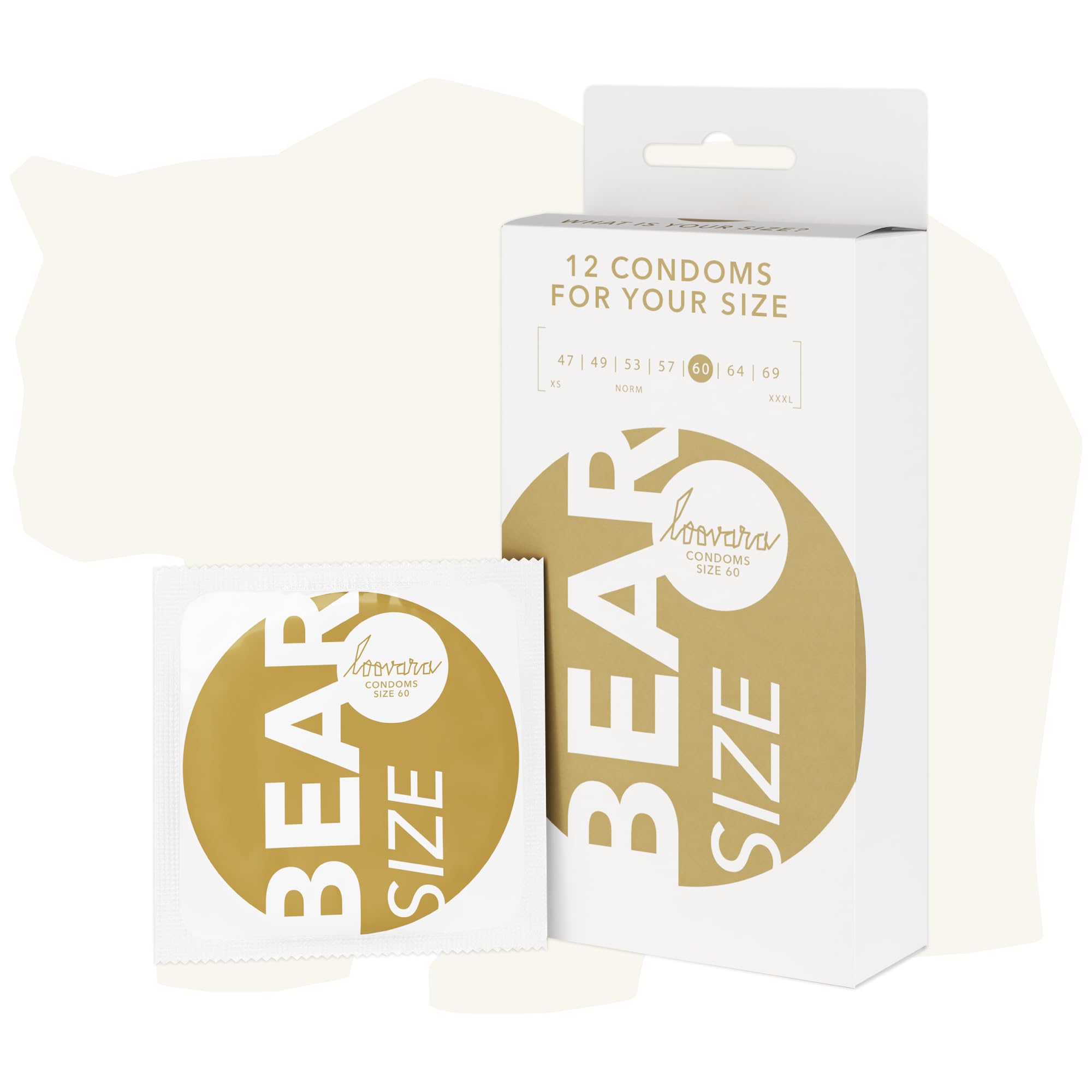 Loovara Intimate - Bear 60 Natural Rubber Condoms - 12 Pieces