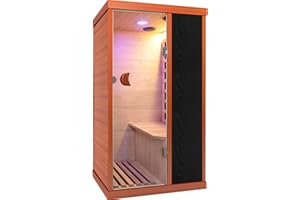 OUTEXER 1 Person Sauna Far Infrared Sauna 800W Indoor Home Sauna Low EMF 110V with Control Panel 7 Color Light 28.7 * 35.2 * 61.4 inch