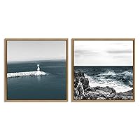 2 Piece Framed Canvas Wall Art Seascape Canvas Prints Home Artwork Decoration for Living Room,Bedroom - 16