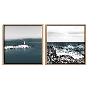 signwin 2 Piece Framed Canvas Wall Art Seascape...
