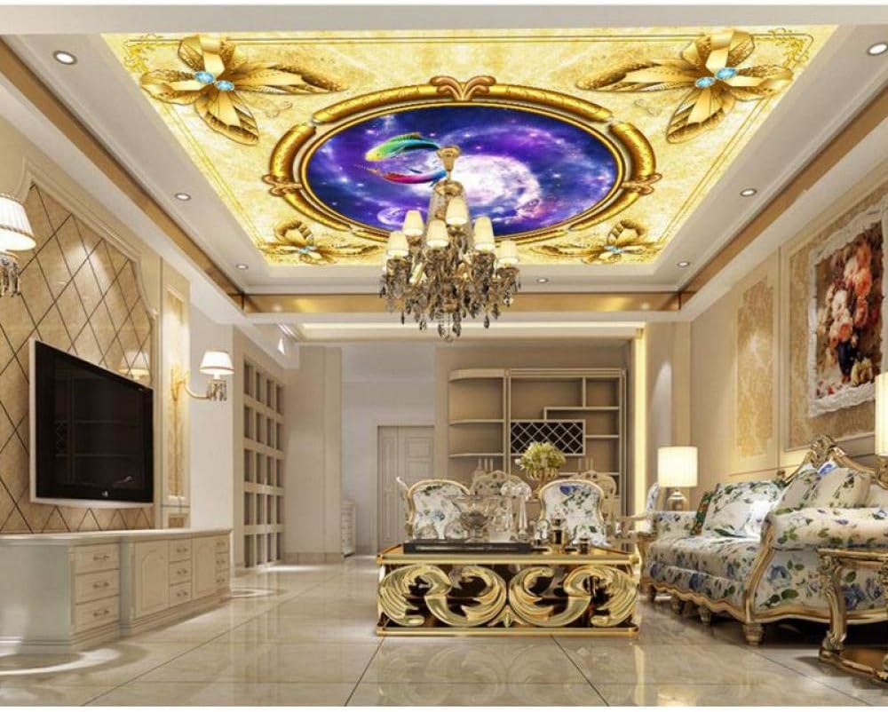 Amazon 3d天井壁画最新3d天井壁紙 星座モダン キッチン 壁紙不織布 天井 壁紙280cm W X 180cm H 壁紙