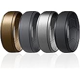 ROQ Silicone Wedding Bands for Men - Breathable Elegant Design Silicone Ring with Inner Arrow Shape Grooves for Enhanced Breathability - Classic Thin Mens Silicone Rubber Wedding Ring Band