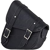 GARGOYLE BELLS Motorcycle Saddle Bags Solo Swing Arm Bag For Sportster Softail PVC Waterproof Motorcycle Luggage Bags for Motorcycle or Bike (Left Side, Black PVC)