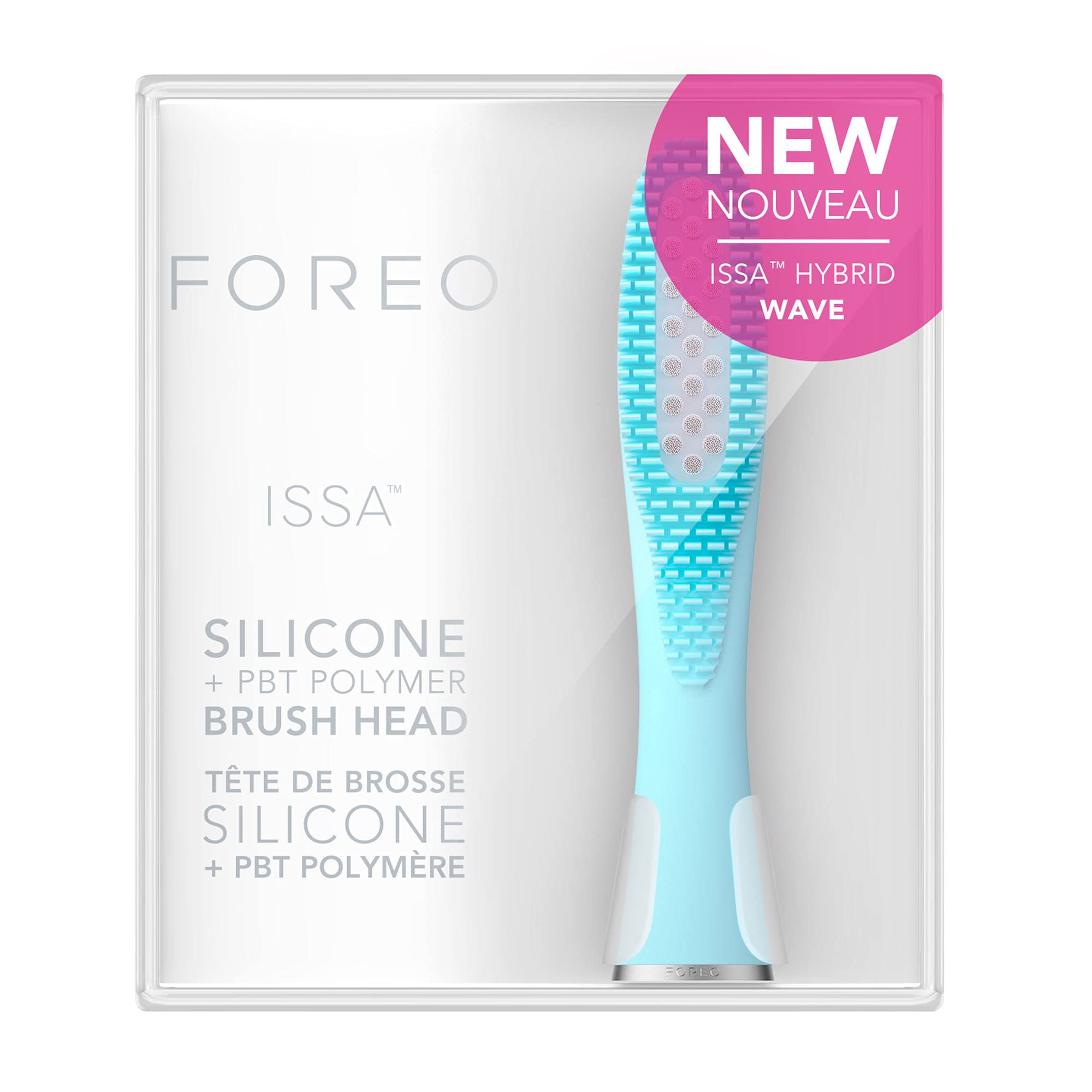 FOREO ISSA Hybrid Wave Brush Head, Medium Silicone & PBT Polymer Bristles, 6 Months Durable, Replaceable, Mint