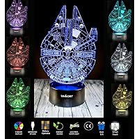 UbiKORT Star Wars Lamp 3D Night Light Millennium Falcon, Great Star Wars Gifts for Men and Kids, for Star Wars Decor ROM Fans [Upgrade Version]