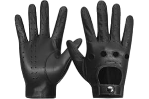 Meetoget Men's Leather Driving Gloves Unlined Goatskin Auto Driving Gloves With Touchscreen Gloves CAM01