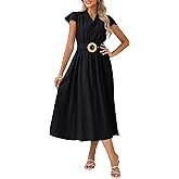 GRACE KARIN Women's Short Sleeve V Neck Dress,Casual Summer Dress,Flowy A Line Maxi Dresses