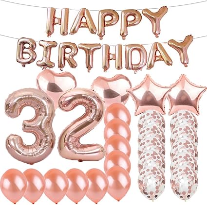 Amazon Co Jp スイートな32歳の誕生日デコレーション パーティー用品 ローズゴールド数字32バルーン 32歳のアルミ箔マイラーバルーン ラテックスバルーンデコレーション 32歳の誕生日プレゼントに最適 女の子 レディース メンズ 写真撮影小道具 ホーム キッチン