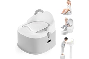 CheerTry 3-in-1 Toddler Potty Training Toilet & Detachable Training Seat & Sturdy Step Stool, Larger Potty Chair for Boy & Girl with Comfortable Backrest, Armrests, Splash Guard