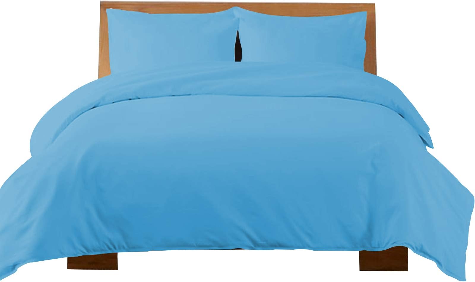 Hafaa King Size Duvet Cover Sets – Brushed Microfiber 3 PCs Plain Light Blue Bedding Set with Pillow Cases – Button Closure Ultra Soft Quilt Bed Cover (230x200cm)