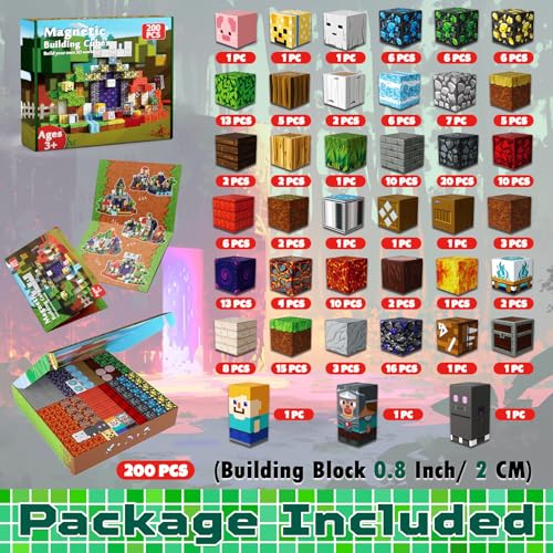 Magneverse 200 PCS 0.8in Magnetic Blocks - Magnet Toys for Boys, Magnetic Building Blocks Cubes, Stacking Magnets, School STEM Toys Birthday Gifts for Boys and Girls Age 3+ Years Old (Theme: Portal)