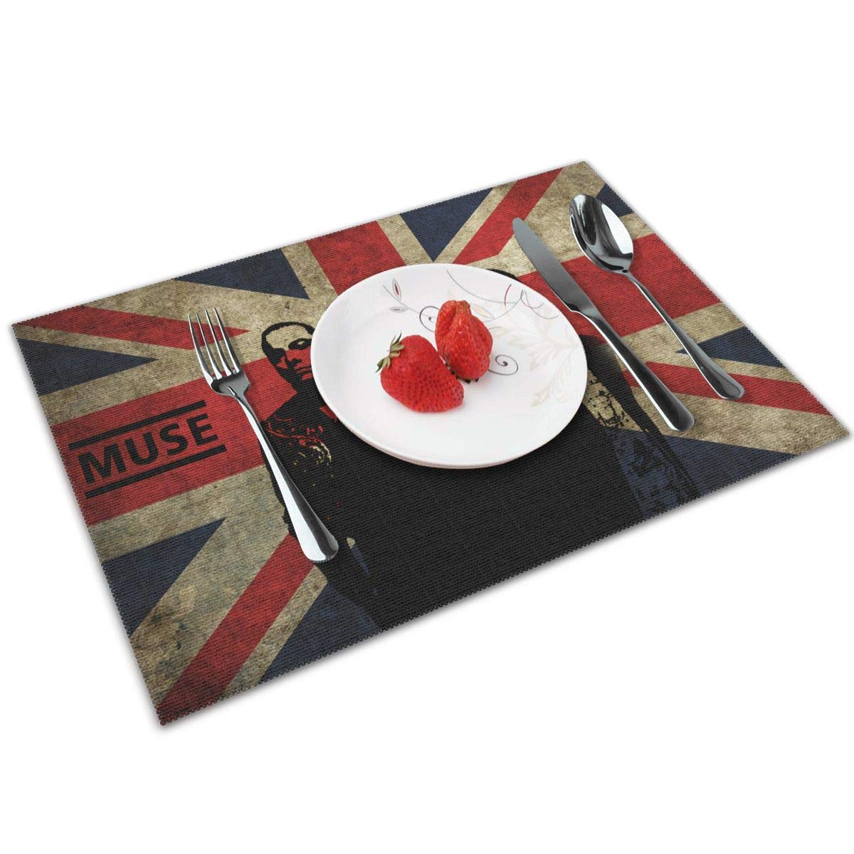 HAWNFERK Muse English Rock Band Placemat Set of 4 Non-Slip Washable Place Mats,Dining Room Kitchen Table Decor