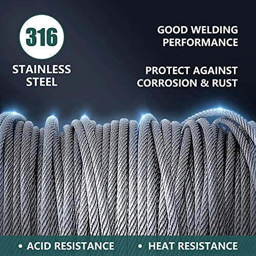 Azdele 1/8" T316 Stainless Steel Cable With Cutter, 600FT Wire Rope