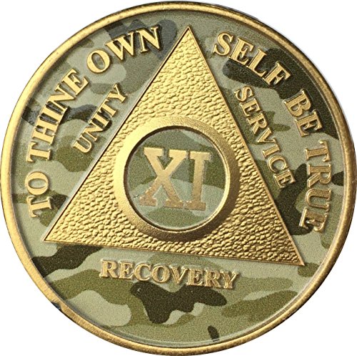 11 Year AA Medallion Camo Gold Plated Anniversary Chip Camouflage Color